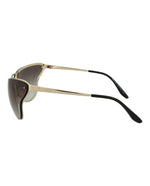 Gold Gold Grey - Prada - Cat-Eye Frame Metal Sunglasses - 2
