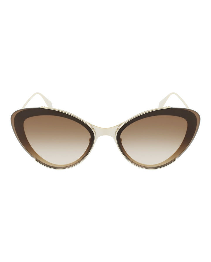 Shiny Light Gold - Alexander McQueen - Cat Eye-Frame Metal Sunglasses