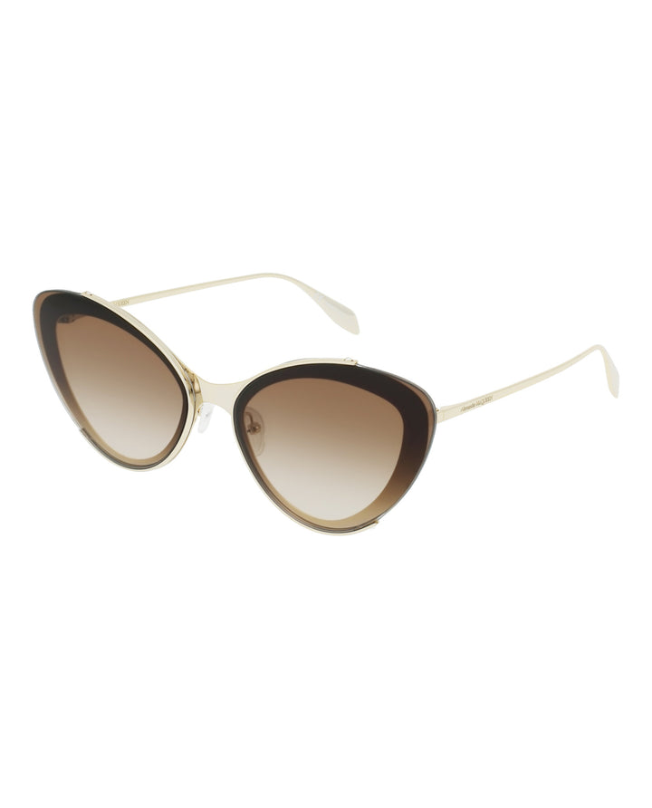 Shiny Light Gold - Alexander McQueen - Cat Eye-Frame Metal Sunglasses