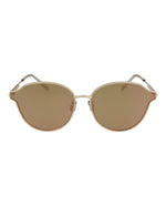 Gold Gold Pink - Bottega Veneta - Round-Frame Metal Sunglasses - 0