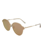 Gold Gold Pink - Bottega Veneta - Round-Frame Metal Sunglasses - 1