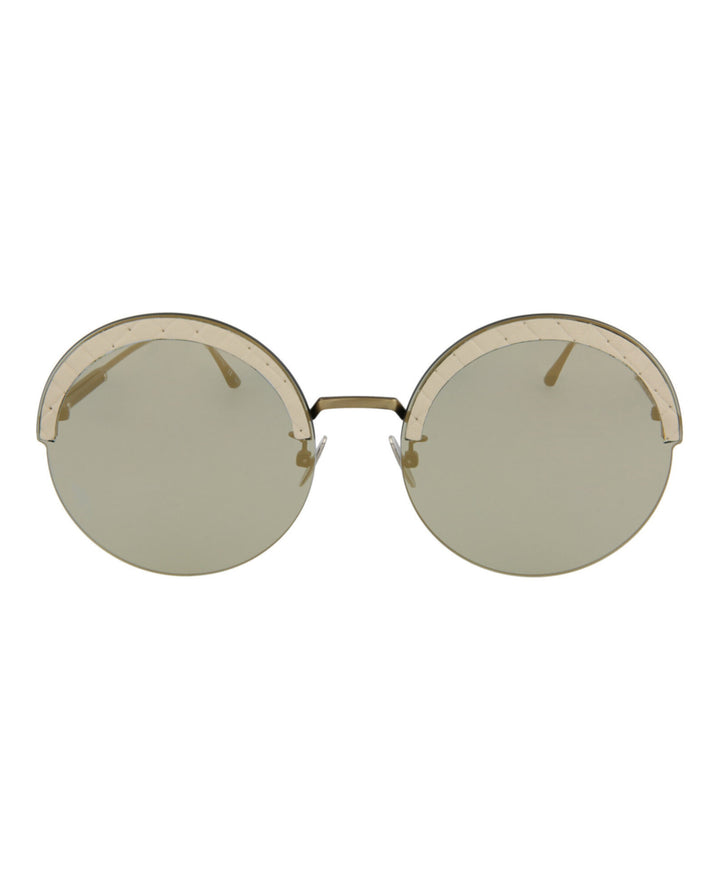 Gold Gold Bronze - Bottega Veneta - Round-Frame Metal Sunglasses