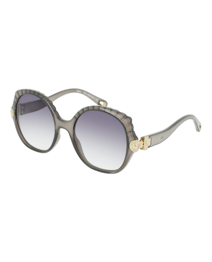 Dark Grey Grey - Chloé - Oversized-Round Acetate Sunglasses