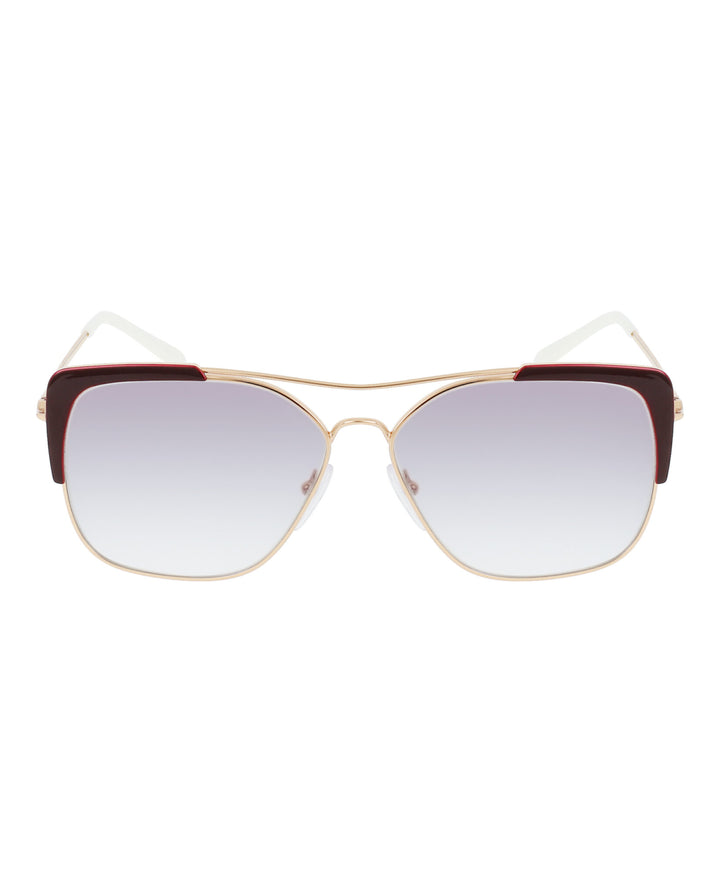 Bordeaux Rose Gold Blue - Prada - Rectangle-Frame Metal Sunglasses