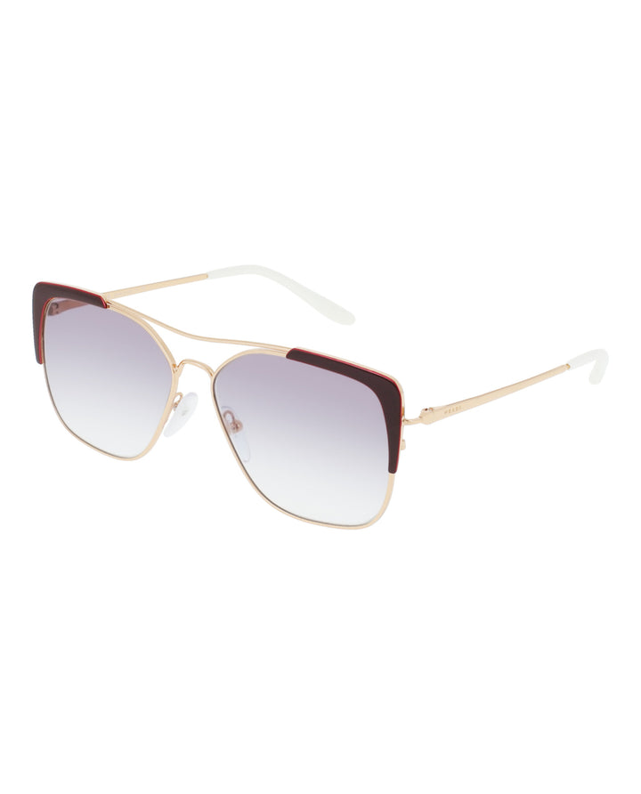 Bordeaux Rose Gold Blue - Prada - Rectangle-Frame Metal Sunglasses