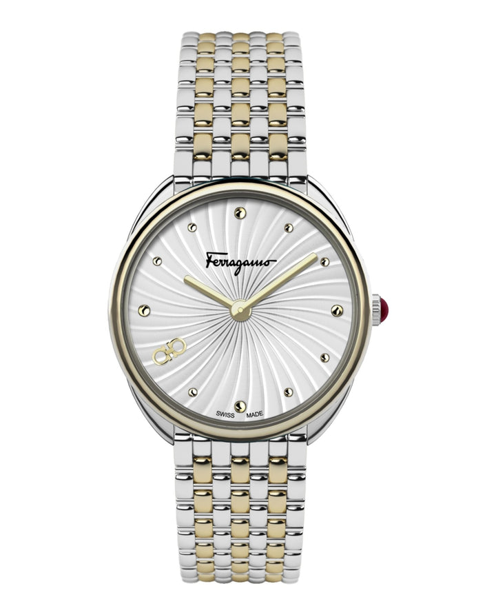IP Yellow Gold - Salvatore Ferragamo - Cuir Bracelet Watch