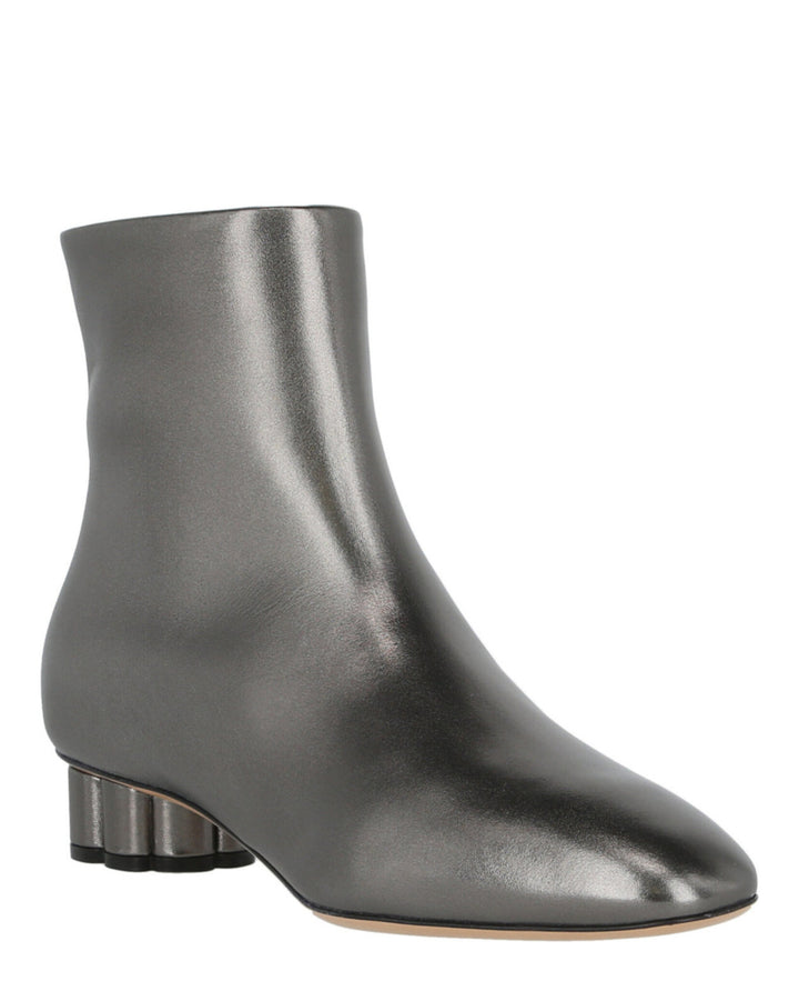 Grey - Salvatore Ferragamo - Molfetta Metallic Ankle Boot