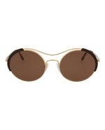 Rose Gold Rose Gold Brown - Prada - Round-Frame Metal Sunglasses - 0