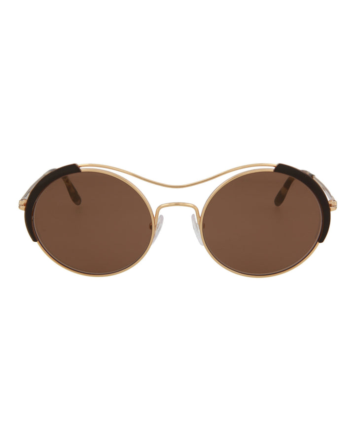 Rose Gold Rose Gold Brown - Prada - Round-Frame Metal Sunglasses