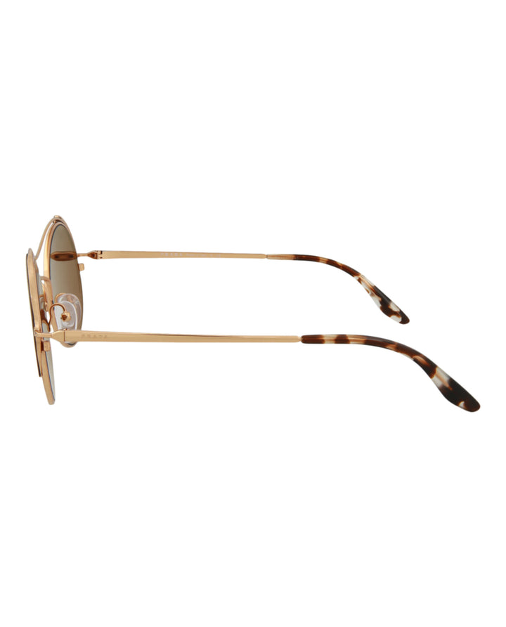 Rose Gold Rose Gold Brown - Prada - Round-Frame Metal Sunglasses