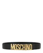 Black - Moschino - Leather Logo Belt - 0