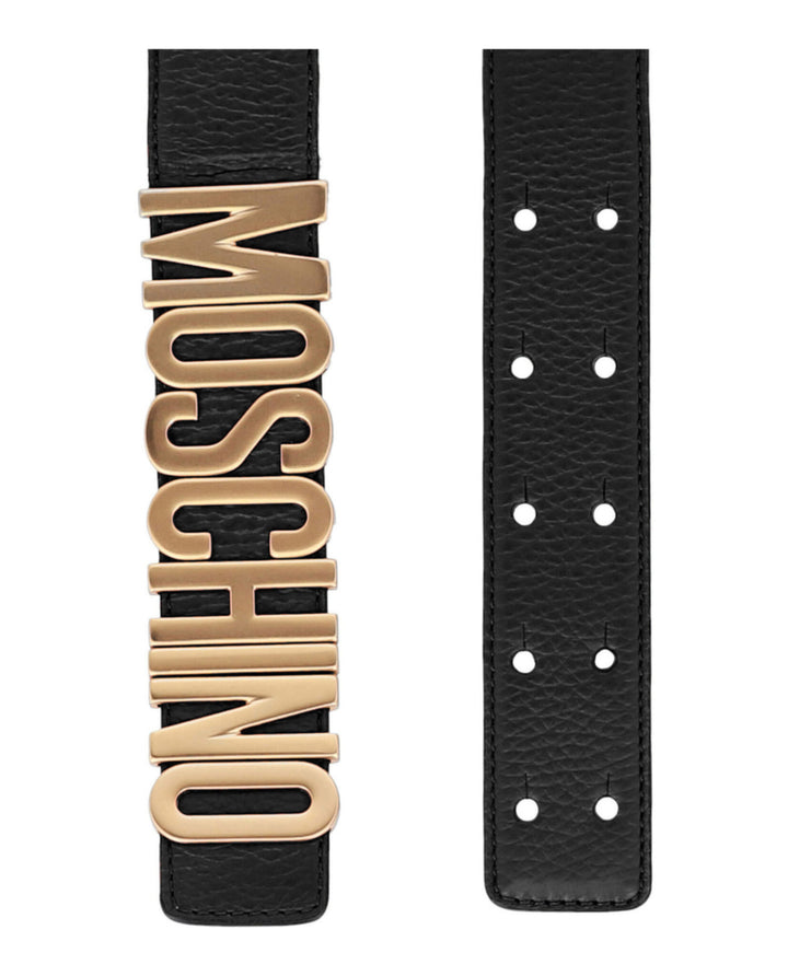 Black - Moschino - Leather Logo Belt