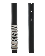 Black - Moschino - Thin Leather Logo Belt - 1