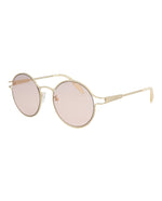 Gold Gold Pink - Alexander McQueen - Panthos-Frame Metal Sunglasses - 1