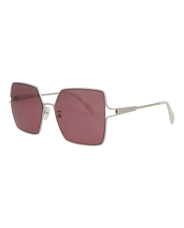 Silver Silver Violet - Alexander McQueen - Square-Frame Metal Sunglasses