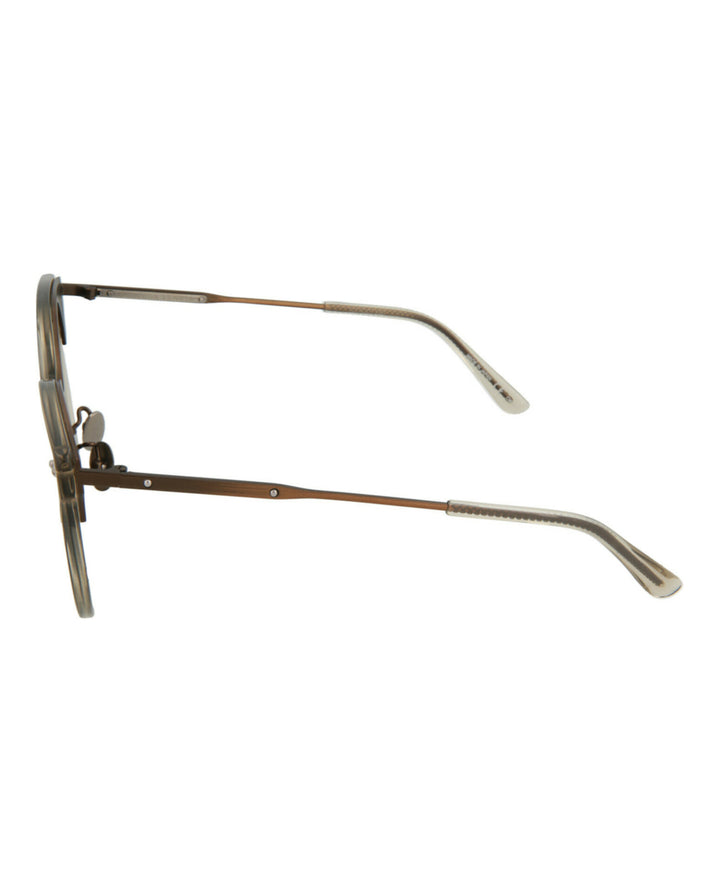 Shiny Transparent Mud - Bottega Veneta - Round-Frame Acetate Sunglasses
