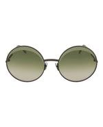 Ruthenium Ruthenium Green - Bottega Veneta - Round-Frame Metal Sunglasses - 0