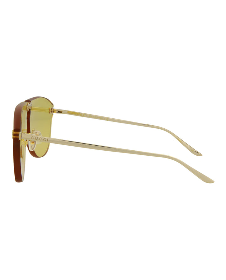 Gold Gold Yellow - Gucci - Aviator Metal Sunglasses