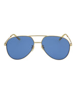 Gold Gold Blue - Gucci - Aviator-Style  Metal Sunglasses - 0