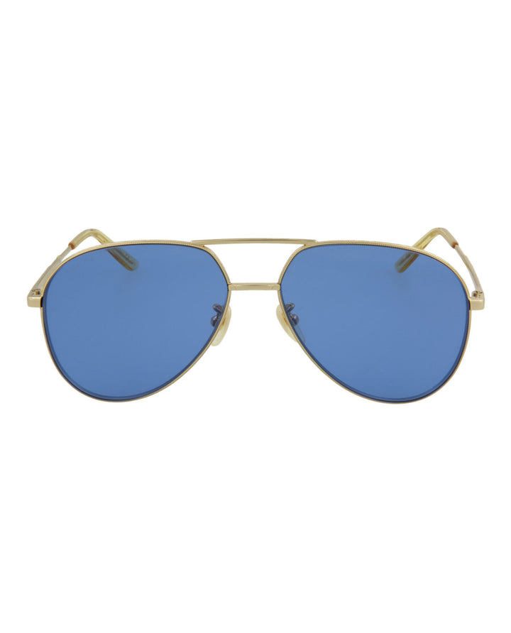 Gold Gold Blue - Gucci - Aviator-Style  Metal Sunglasses