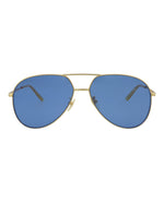 Gold Gold Blue - Gucci - Aviator Metal Sunglasses - 0