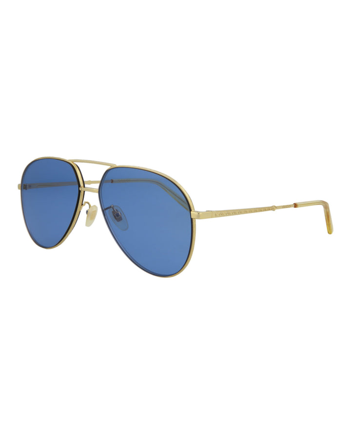 Gold Gold Blue - Gucci - Aviator Metal Sunglasses