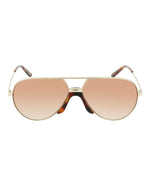 Gold Gold Brown - Gucci - Aviator-Style Metal Sunglasses - 0