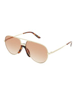 Gold Gold Brown - Gucci - Aviator-Style Metal Sunglasses - 1