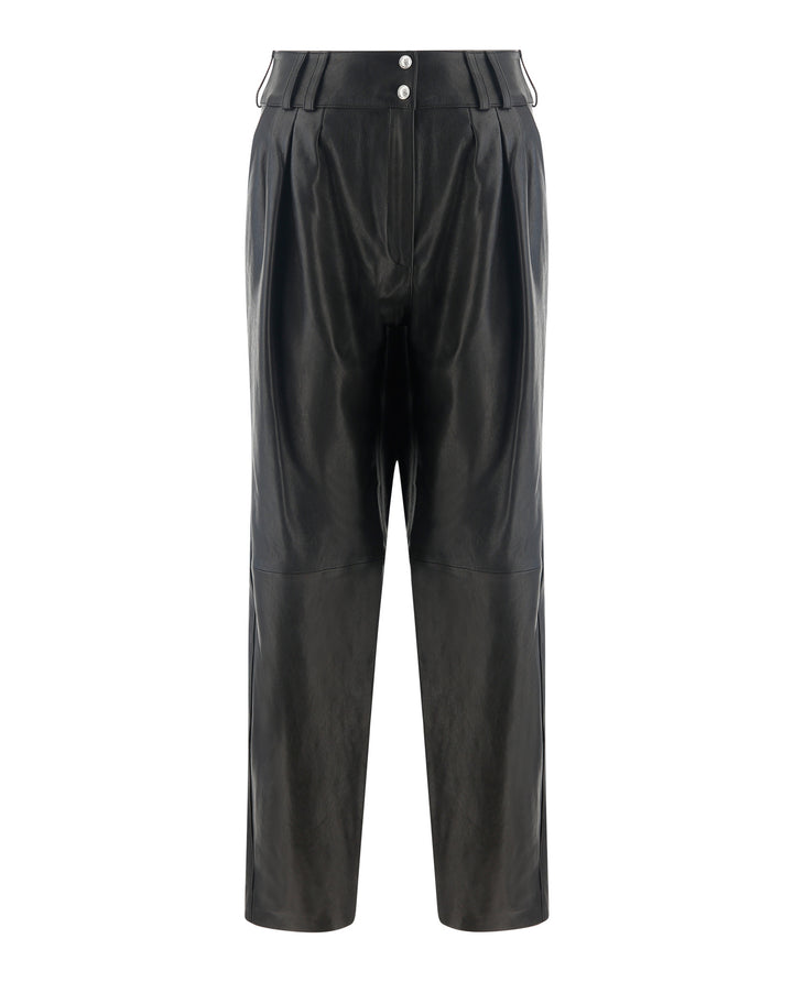 Black - Balmain - High-Waist Leather Pants