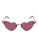 Pink Pink Pink - Saint Laurent - LouLou Heart Shaped-Frame Metal Sunglasses - 0