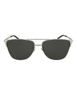 Silver Silver Grey - Saint Laurent - Square-Frame Metal Sunglasses - 0