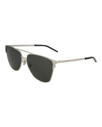 Silver Silver Grey - Saint Laurent - Square-Frame Metal Sunglasses - 1