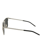 Silver Silver Grey - Saint Laurent - Square-Frame Metal Sunglasses - 2